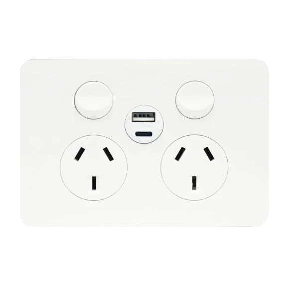 Hager Silhouette Double Powerpoint 10a With Type A&C USB Charger, Available in 3 Colours - Image 5