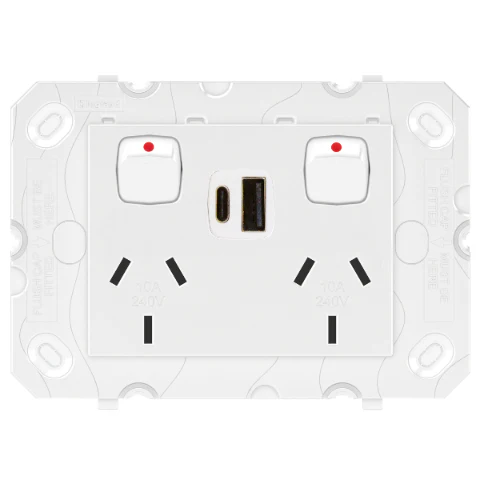Legrand Arteor Double Powerpoint With USB A+C Charger, Available in 2 Finishes