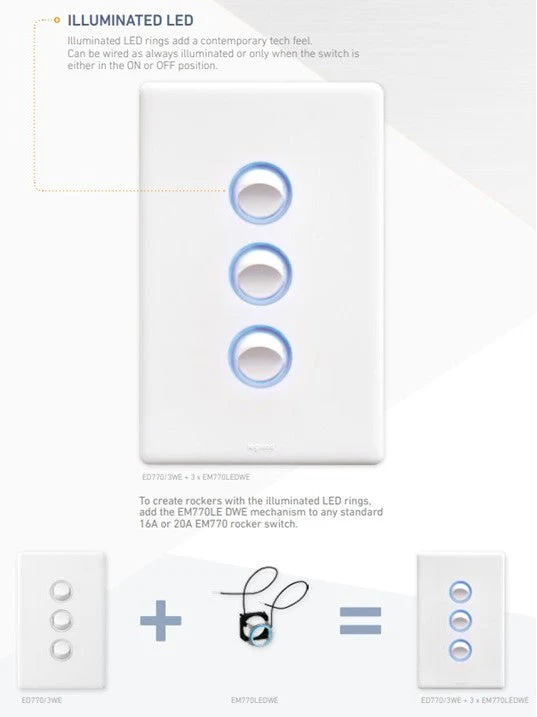 Legrand Excel Blue LED Illumination Kit For EM770 Mechanisms, Available in 3 Colours - Image 2