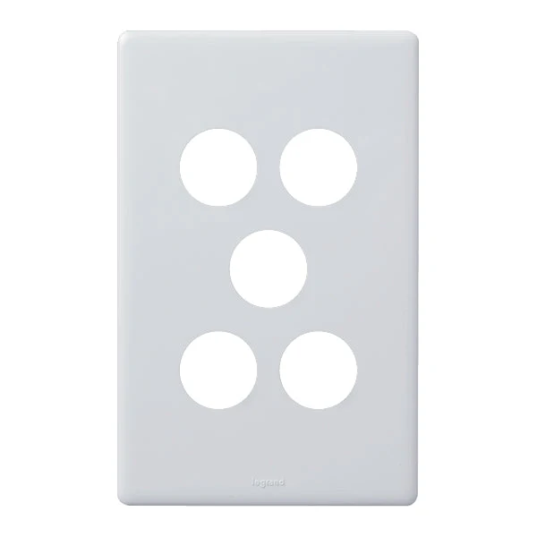 Legrand Excel Life 5 Gang Grid & Plate Assembly, Available in 5 Colours