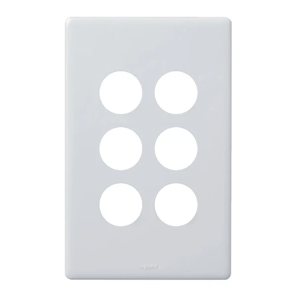 Legrand Excel Life 6 Gang Grid & Plate Assembly, Available in 5 Colours