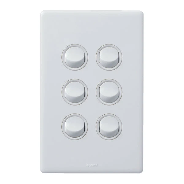 Legrand Excel Life 6 Gang Switch, Available in 5 Colours