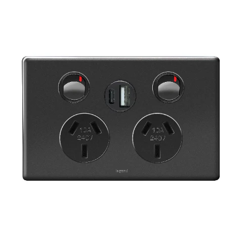 Legrand Excel Life Double Powerpoint With Integrated USB A+C Charger, Available in 5 Colours - Image 3