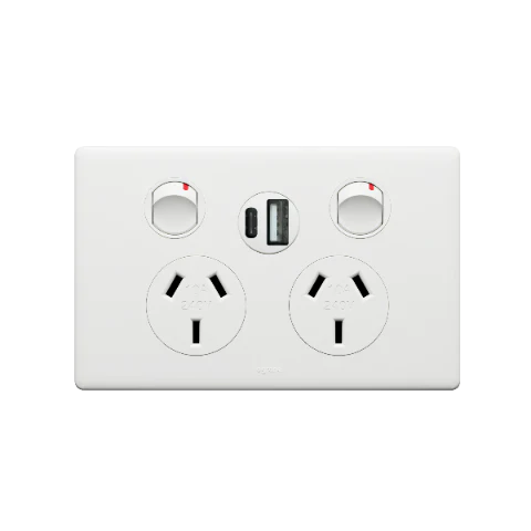 Legrand Excel Life Double Powerpoint With Integrated USB A+C Charger, Available in 5 Colours - Image 4