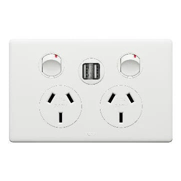 Legrand Excel Life Double Powerpoint With Dual USB Type A Charger, Available in 5 Colours - Image 4