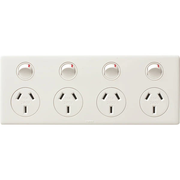 Legrand Excel Life Quad Powerpoint 10a, Available in 3 Colours