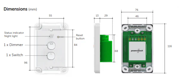 Powermesh Multi Dimmer Switch 2 Button 1 Dimmer 1 Switch - Image 3
