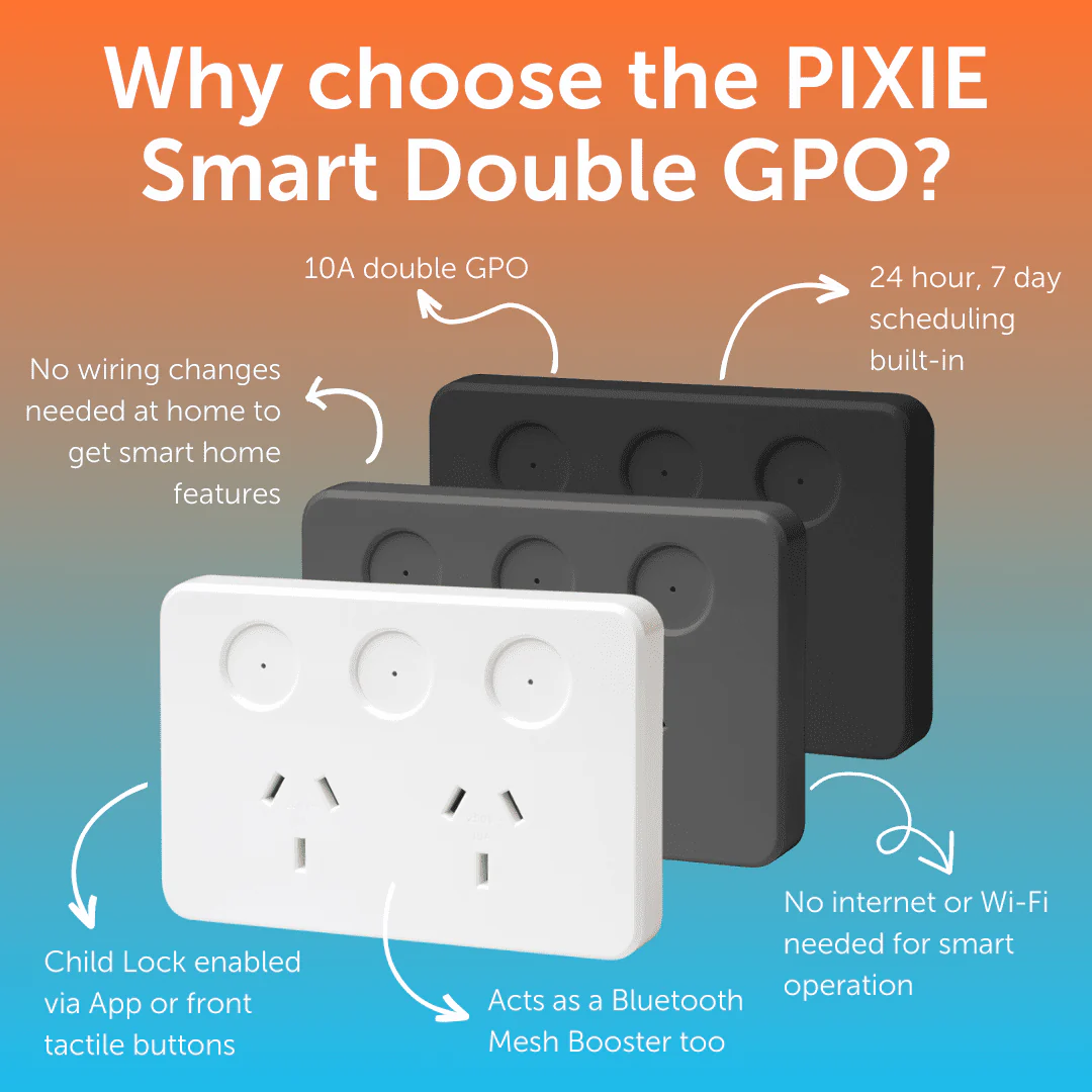 PIXIE Ambience Smart Double Powerpoint 240V 10A - Image 2