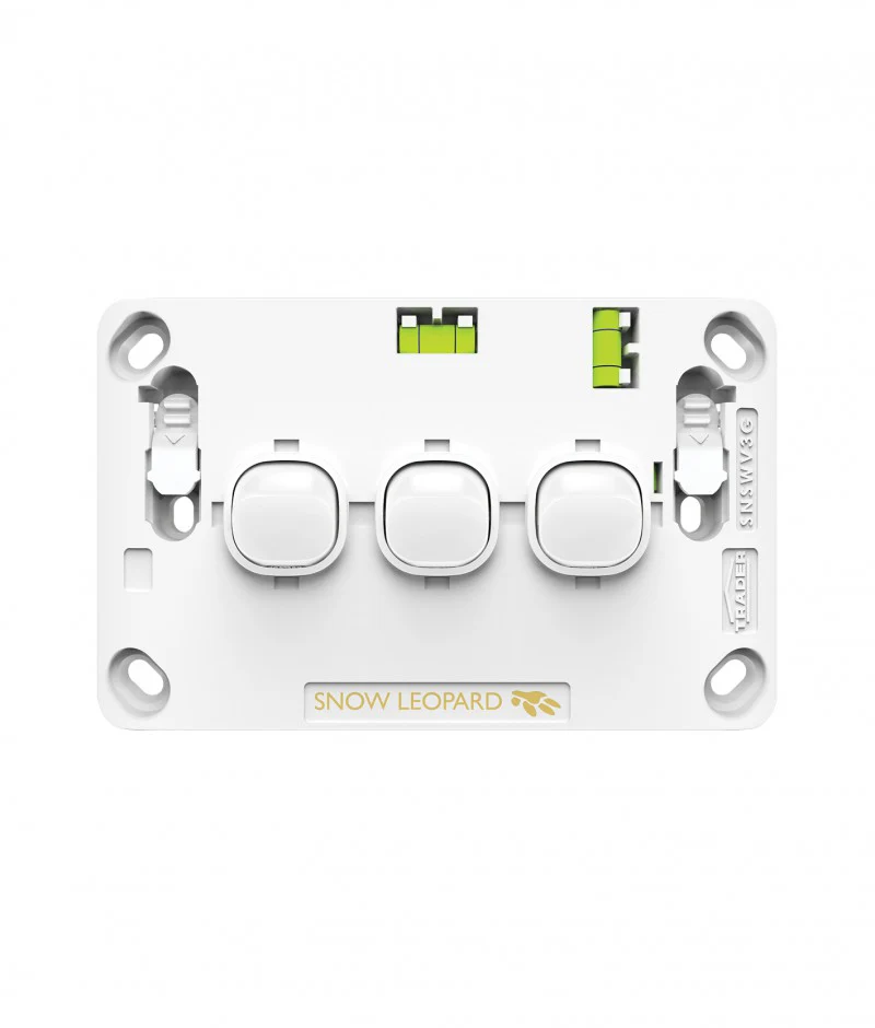 Snow Leopard 3 Gang Horizontal Switch, Available in 4 Colours - Image 3