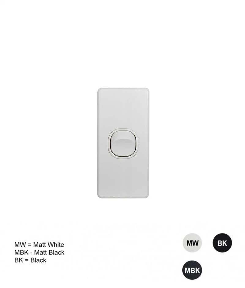Trader Flat Cat 1 Gang Architrave Switch, Available in 4 Colours